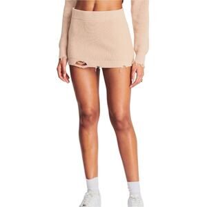 Ser.o.ya Alora Mini Skirt in Cappuccino Distressed Ripped